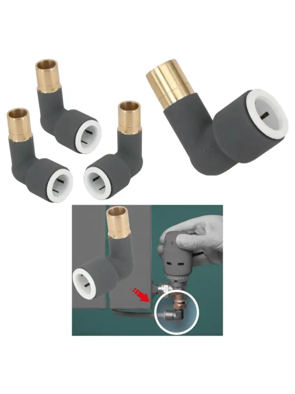 Anthracite Push-Fit Radiator Valve Reducing Elbow 15mm x 15mm Set of 3
