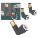 Anthracite radiator valve reducing elbow, 15mm push‑fit, set of 2