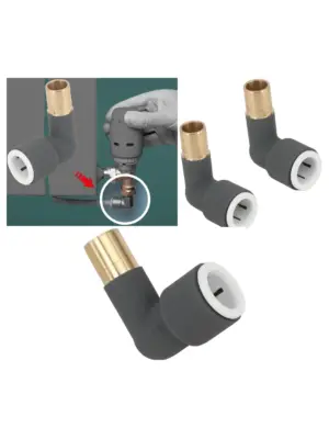 Anthracite radiator valve reducing elbow, 15mm push‑fit, set of 2