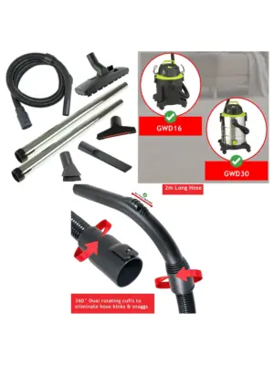 Argos Guild Vacuum Hose Kit for GWD16 & GWD30 Wet/Dry Vac – Rod Set