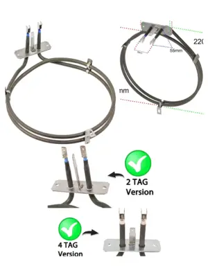 Ariston 2000W 2 Turn Oven Heater Element Replacement for Cookers