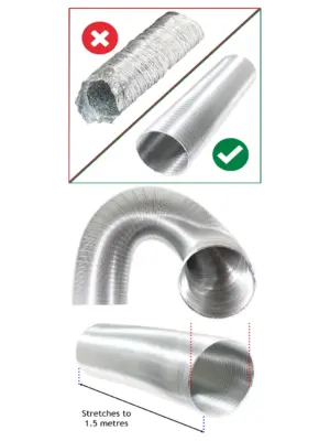 Automotive 1.5m Semi‑Rigid Aluminum Exhaust Duct – 127mm Flexible Hose