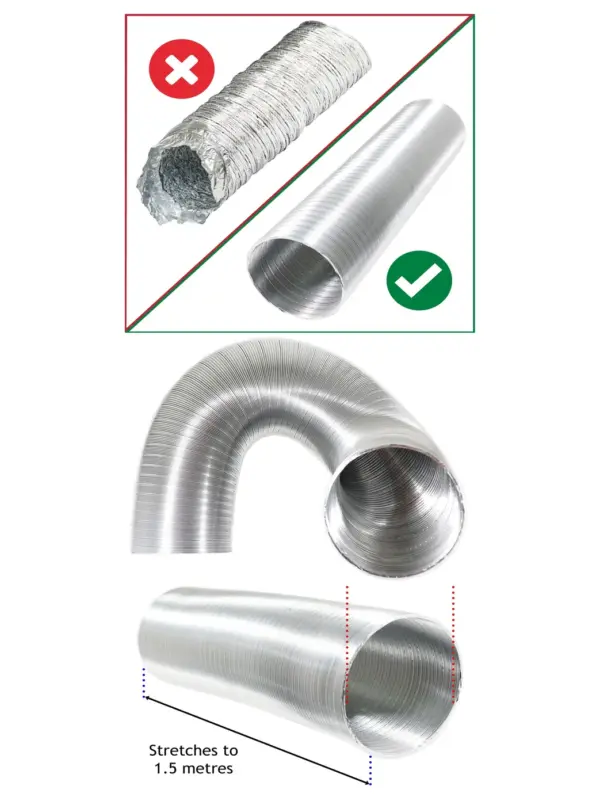 Automotive 1.5m Semi‑Rigid Aluminum Exhaust Duct – 127mm Flexible Hose