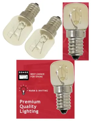 Bauknecht Oven Light Bulb Replacement – 15W E14 SES, Pack of 2