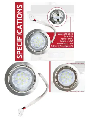 Baumatic 70mm Cooker Hood LED Lamp 1.5W Silver Light 12V DC