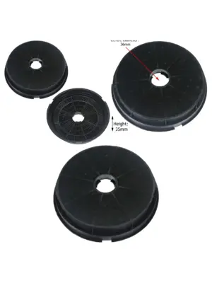 Baumatic Cooker Hood Charcoal Vent Filters – Round, 2‑Piece Set