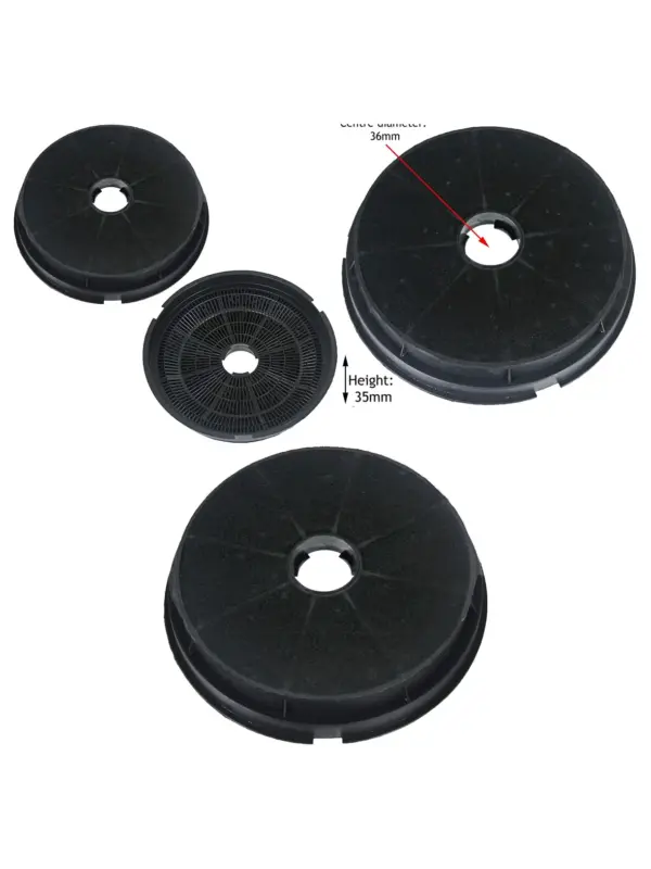 Baumatic Cooker Hood Charcoal Vent Filters – Round, 2‑Piece Set