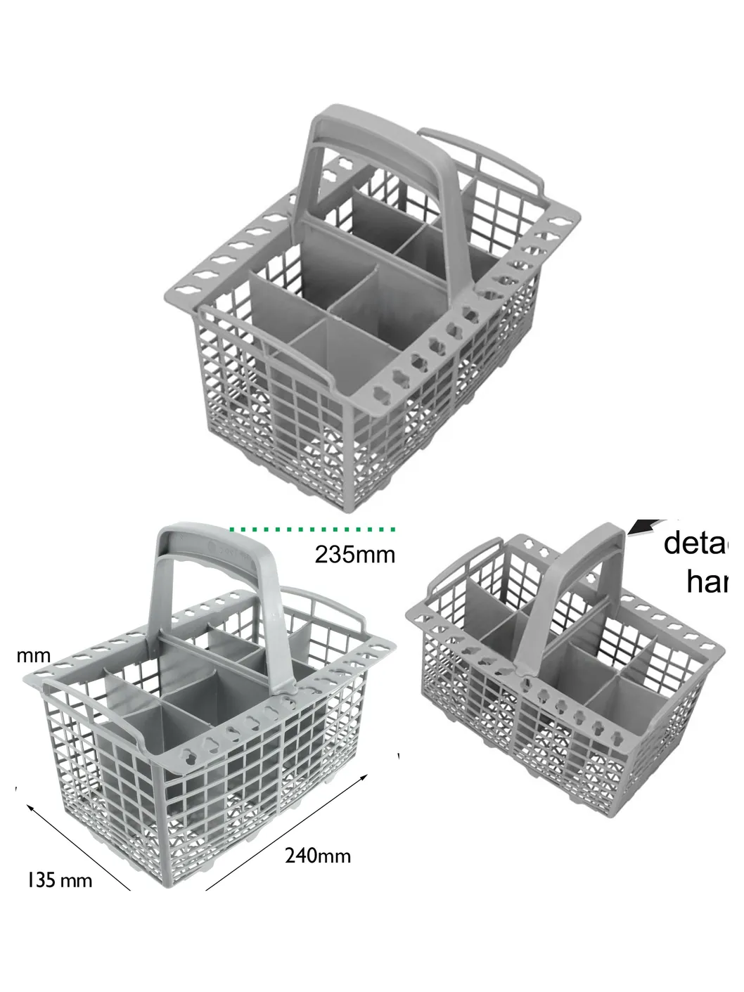 BAUMATIC Dishwasher Cutlery Basket with Removable Handle