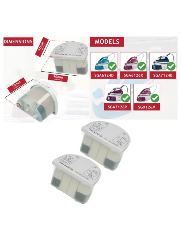 Beko Anti-Calc Filter Cartridges for Steam Iron SGA7124B - Pack of 2
