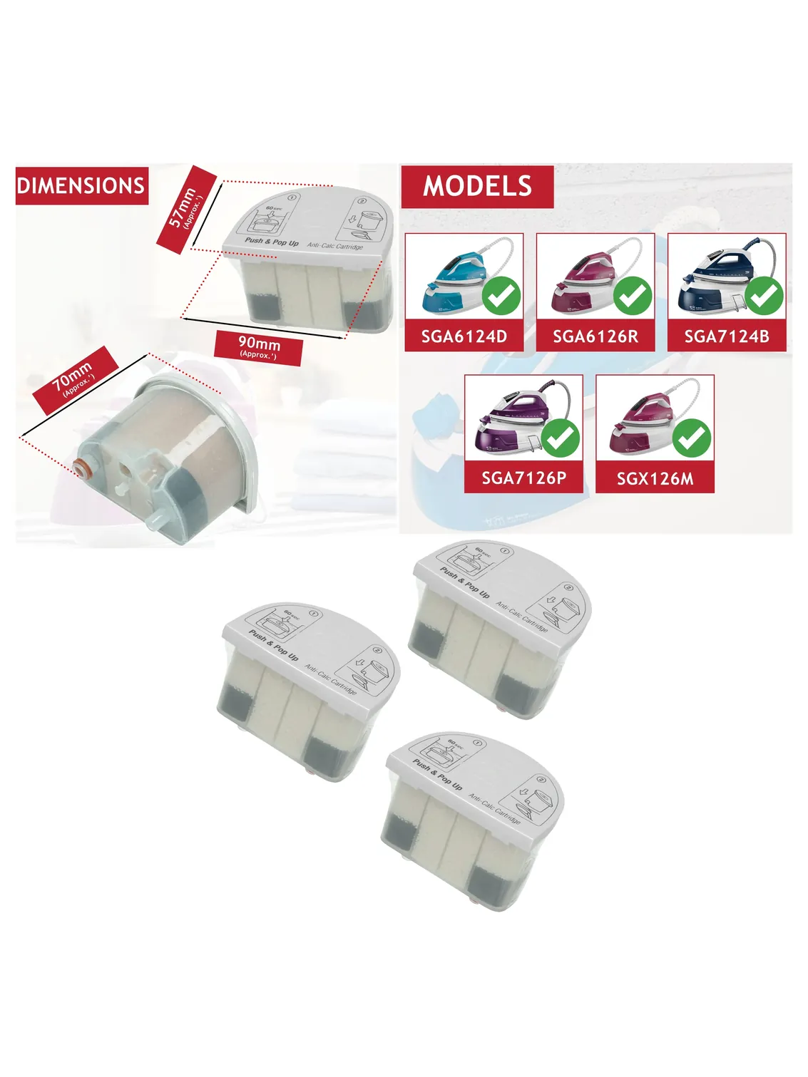 Beko Anticalc Filter (3-Pack) for Steam Iron SGA7124B/SGA7126P/SGX126M