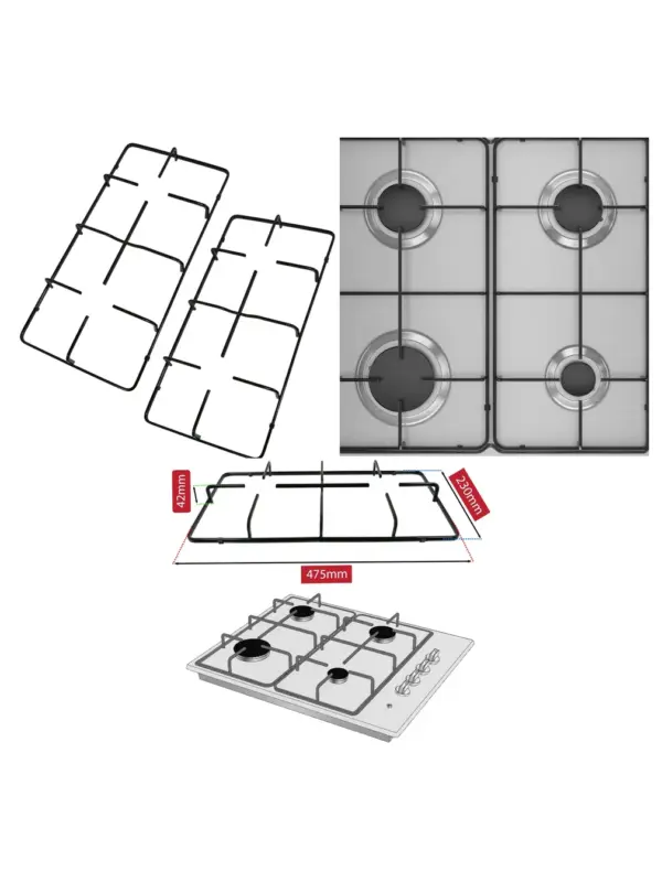 Beko Gas Cooker Hob Pan Support – 475×230 mm Burner Grate