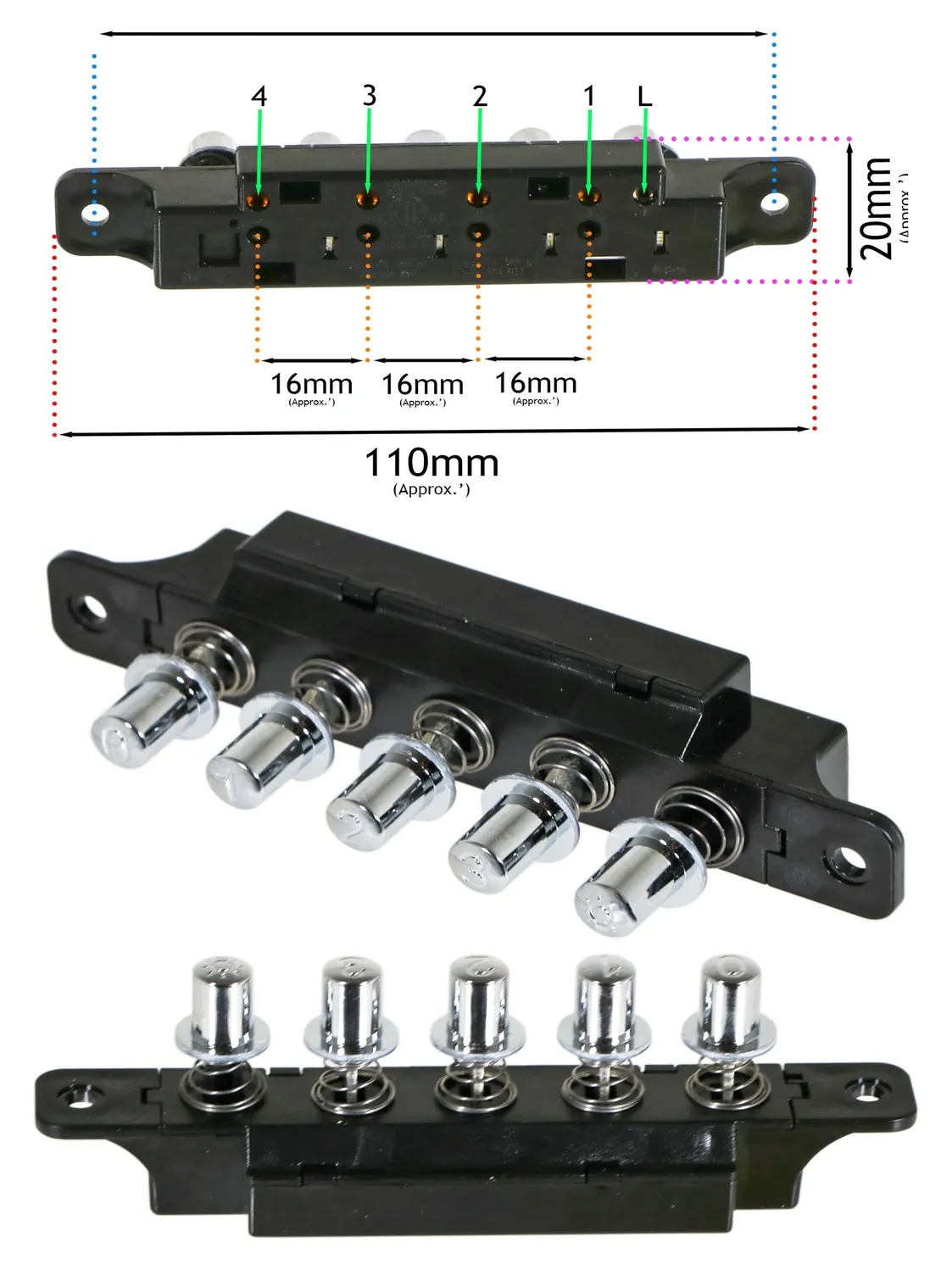 Beko Kitchen Hood Push Button Switch – 5‑Speed Vent Control