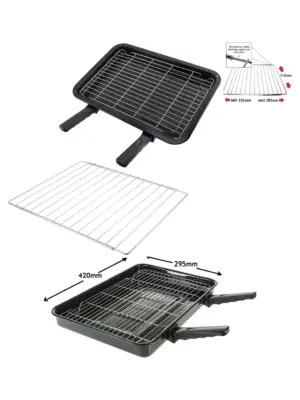 Beko Oven Grill Pan with Detachable Handles, Adjustable Shelf & Rack