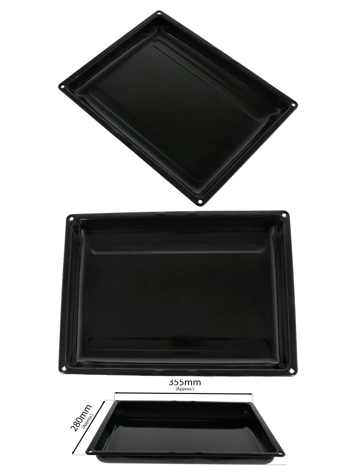 Beko Small Enamel Oven Grill Pan with Drip Tray for Baking 355x280mm