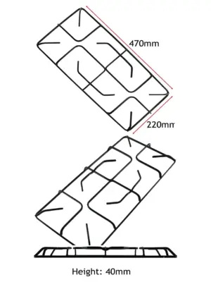 Belling Gas Hob Pan Support Grid – 470mm x 220mm Stand Frame