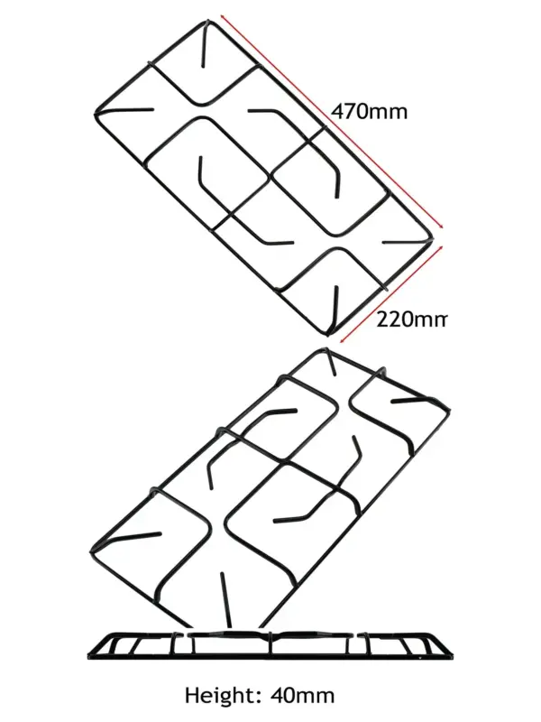 Belling Gas Hob Pan Support Grid – 470mm x 220mm Stand Frame