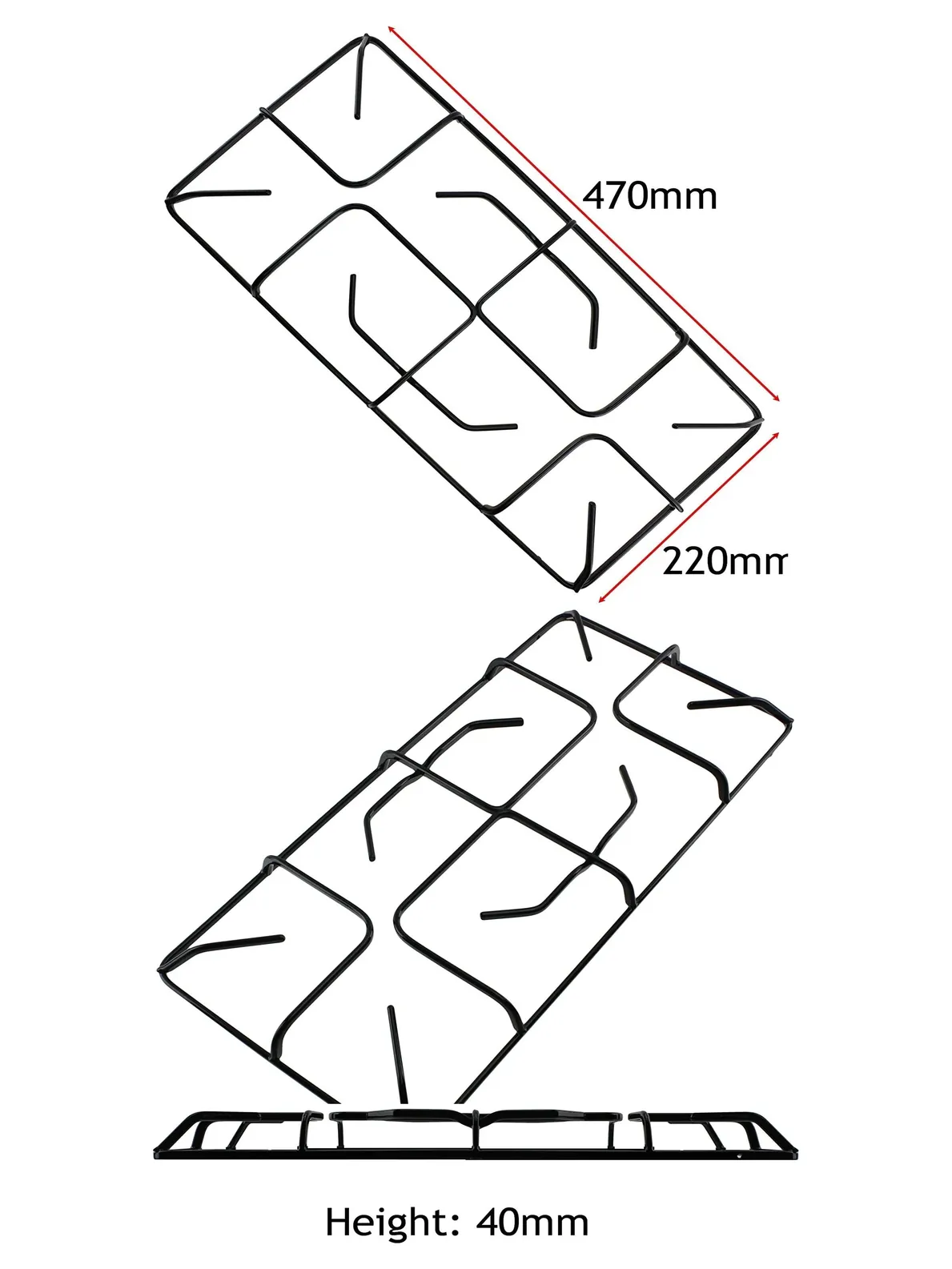 Belling Gas Hob Pan Support Grid – 470mm x 220mm Stand Frame