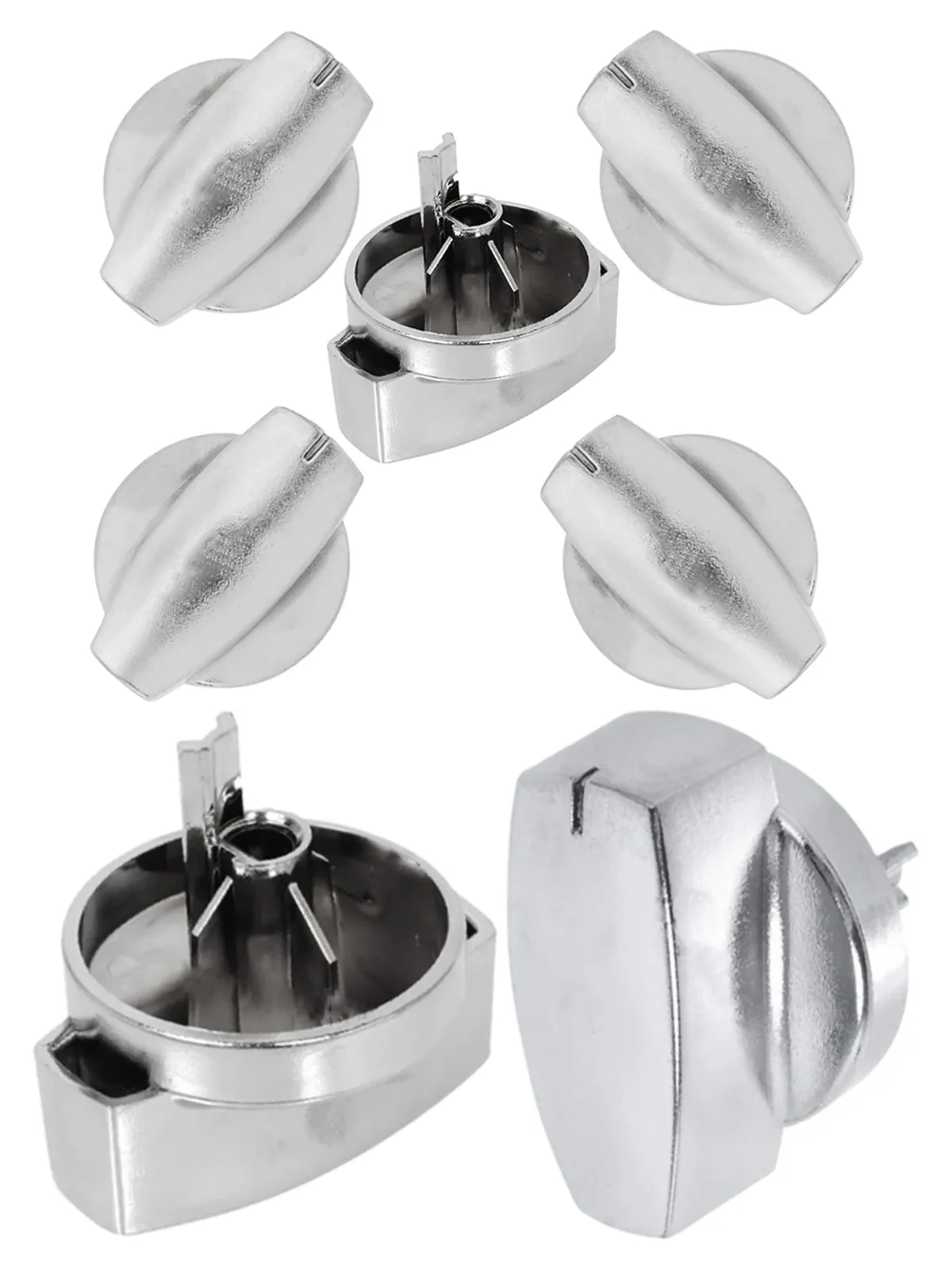 Belling Hotplate Knob Switch – Chrome Silver Replacement, Pack of 6