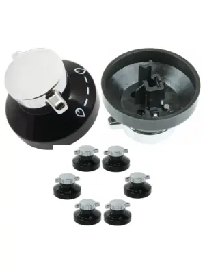 Belling New World Stoves Cooker Hob Knob Set – Black/Silver