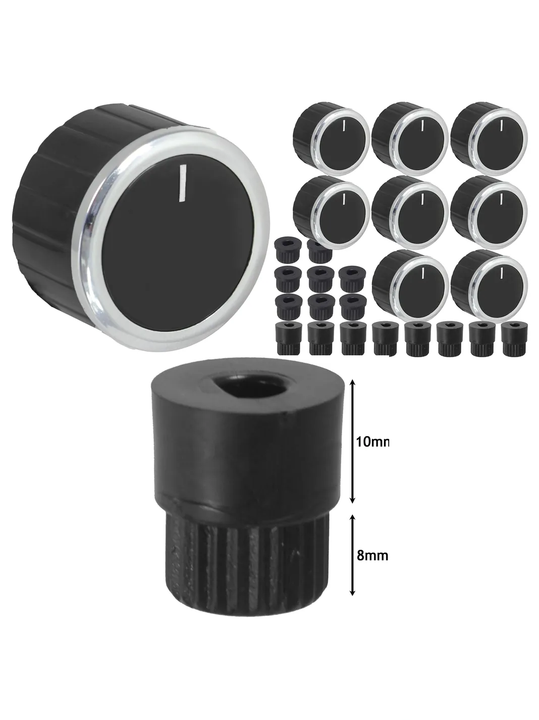 Belling Oven Control Knob Set – Black Dial with 8 Adapters