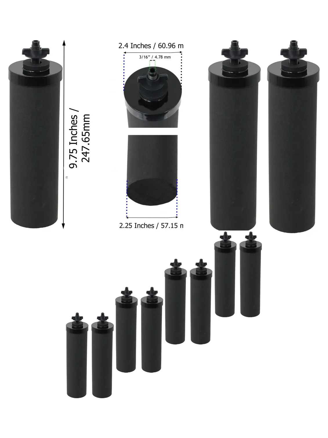 Berkey Black Water Filter Cartridges – Pack of 8 Replacement Elements