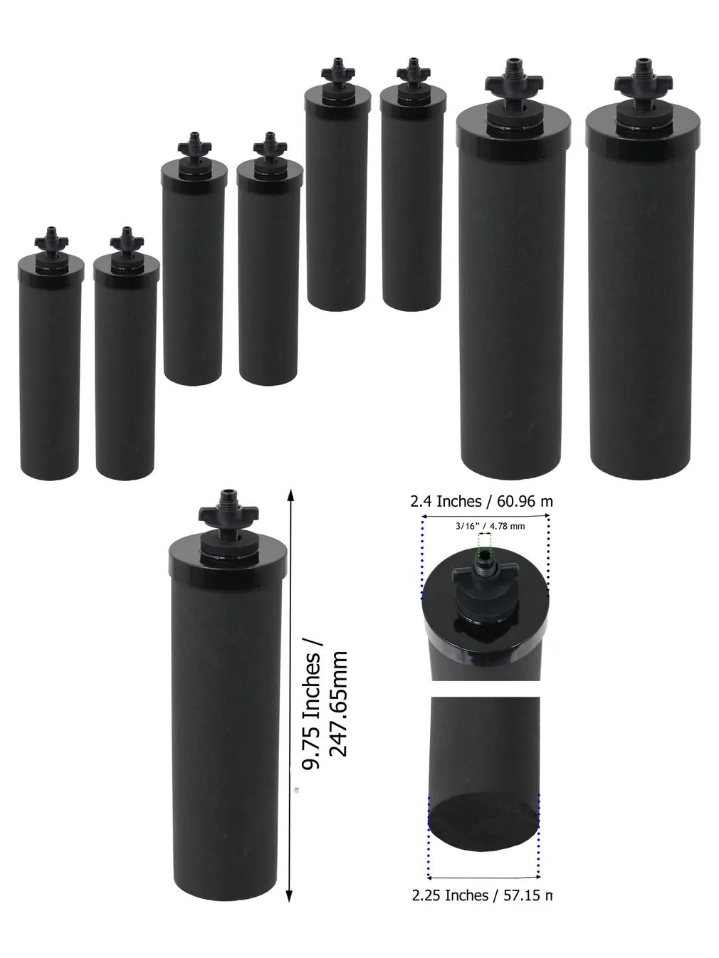 Berkey Black Water Filter Elements - 6 Replacement Cartridges