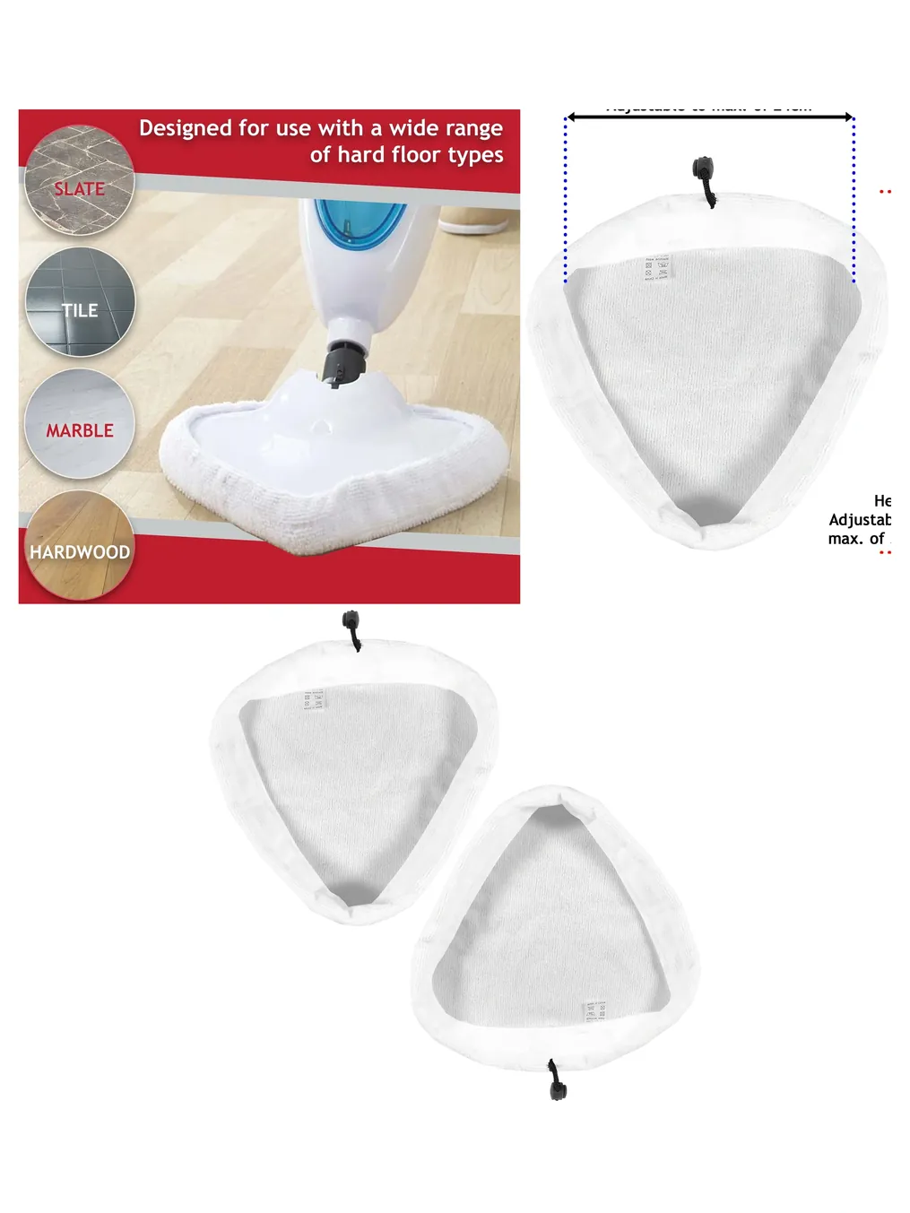 Bionaire Steam Mop Microfiber Pads – Reusable Cloth Cover, 2-Pack