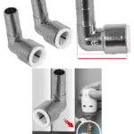 Black 15mm Push‑Fit Radiator Valve Pair – Reducing Elbow & Compression