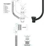 Black 40mm Clicker Bathroom Waste Plug with Overflow 1.5" Combo
