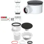 Black 90mm Shower Drain Trap Kit with 1.5in Dome Waste Base