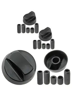 Black Control Knob & Adapter for Tricity Bendix Oven Hob