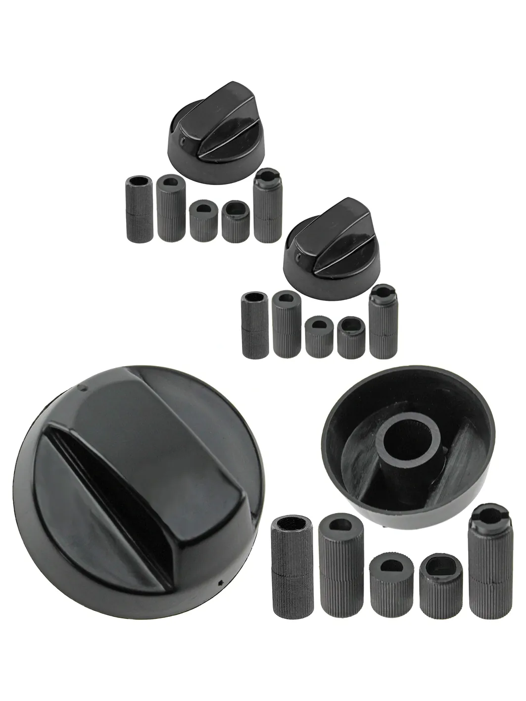 Black Control Knob & Adapter for Tricity Bendix Oven Hob