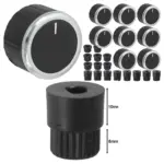 Black Control Knob & Adapter Set (8 pcs) for Gas Fire, Press & Heater