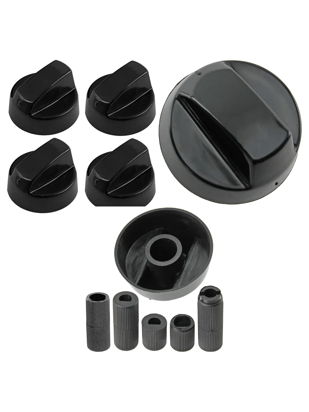 Black Control Knob & Adapter Set for Baumatic Cooker Oven Hob