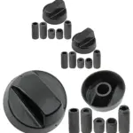 Black Control Knob & Adapter Set for Candy Cooker Oven Hob
