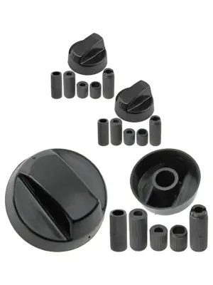Black Control Knob & Adapter Set for Creda Cooker Oven Hob
