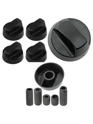 Black Control Knob & Adapter Set for Proline Cooker Hob – 4 pcs
