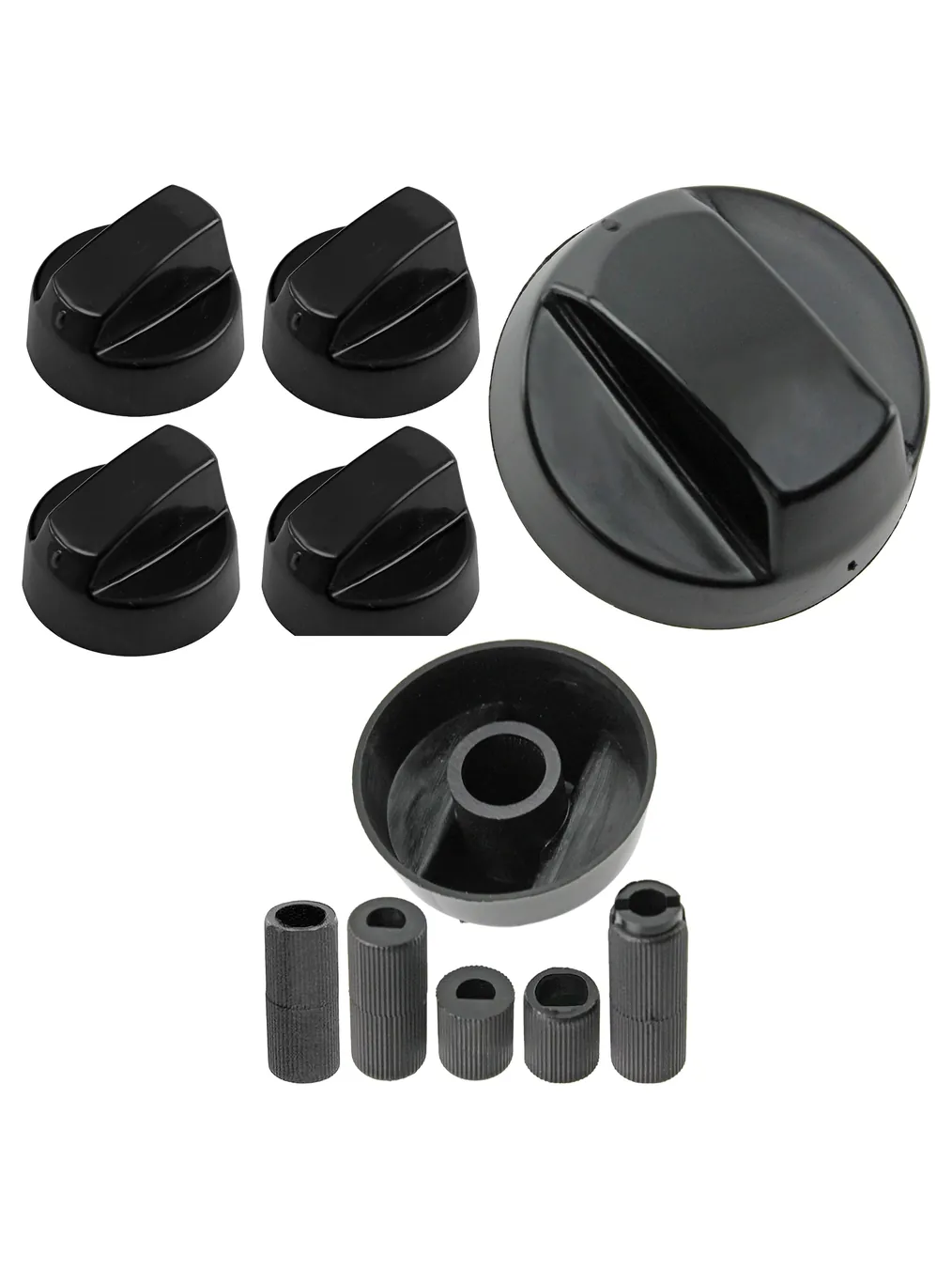 Black Control Knob & Adapter Set for Proline Cooker Hob – 4 pcs