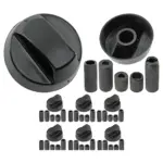 Black Control Knob & Adapter Set for Proline Cooker Oven Hob – 6 pcs