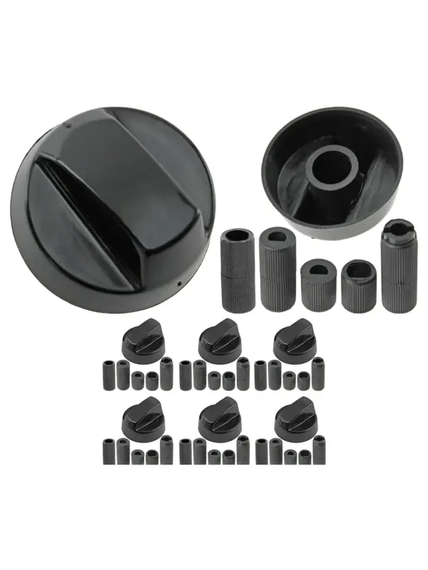 Black Control Knob & Adapter Set for Proline Cooker Oven Hob – 6 pcs