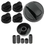 Black Control Knob & Adapter Set for Tricity Bendix Oven/Hob 4 pcs