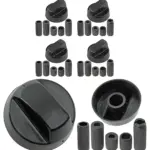Black Control Knob Set (4 pcs) for Gas Fires, Heaters & Presses