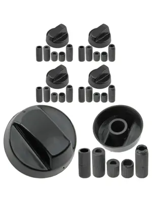 Black Control Knob Set (4 pcs) for Gas Fires, Heaters & Presses
