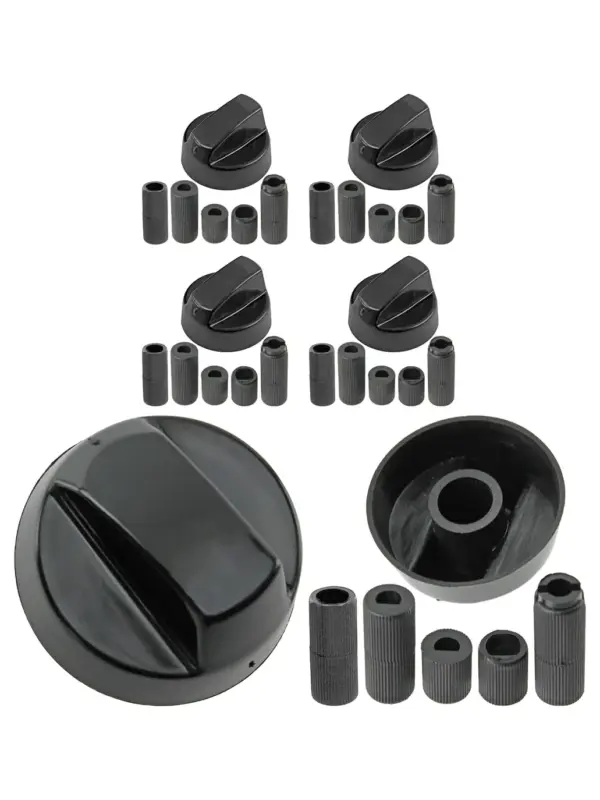 Black Control Knob Set (4 pcs) for Gas Fires, Heaters & Presses