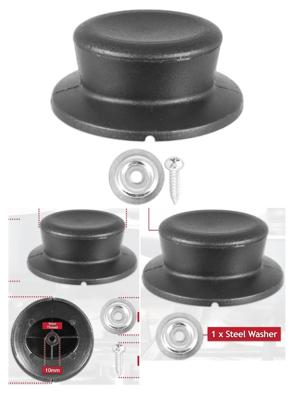 Black Curved Pan Lid Handle Replacement – Round Kitchen Cookware Knob