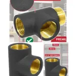 Black G1/2 Dual-Fuel T-Piece Adapter for Towel Radiator Heating Element