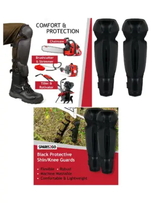 Black One-Size Chainsaw Knee & Shin Safety Guards