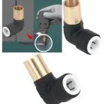 Black Push-Fit Compression Radiator Valve Reducing Elbow 15mm to 10mm