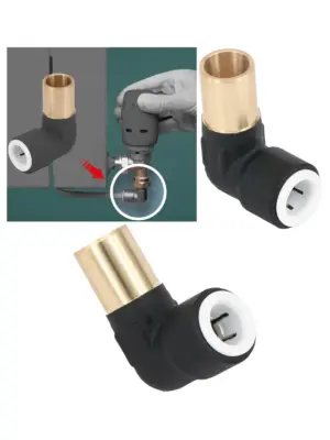 Black Push-Fit Compression Radiator Valve Reducing Elbow 15mm to 10mm