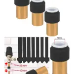 Black Push-Fit Radiator Valve 15x10mm Straight Compression Stem 3-Pack